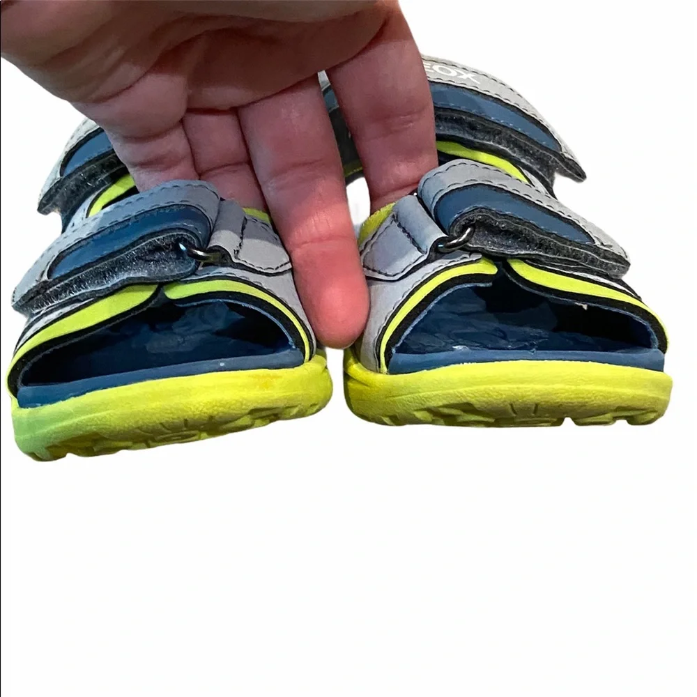 Geox blue, gray and yellow strap sandals